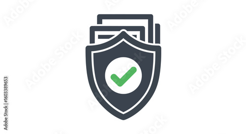 Shield Icon with Checkmark Symbolizing Security and Protection.