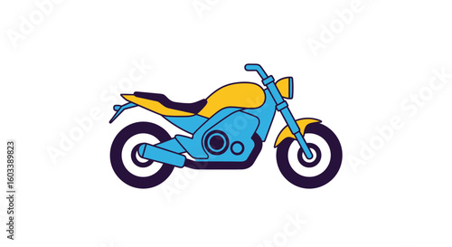 Illustrated red and blue motorcycle vector design isolated on white background