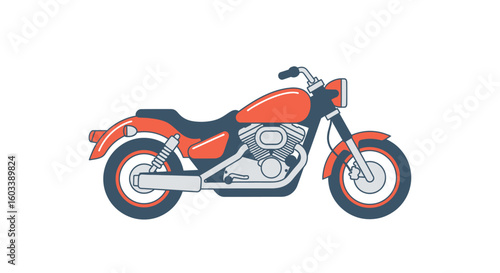 Illustration of a motorcycle in a classic design style isolated on white