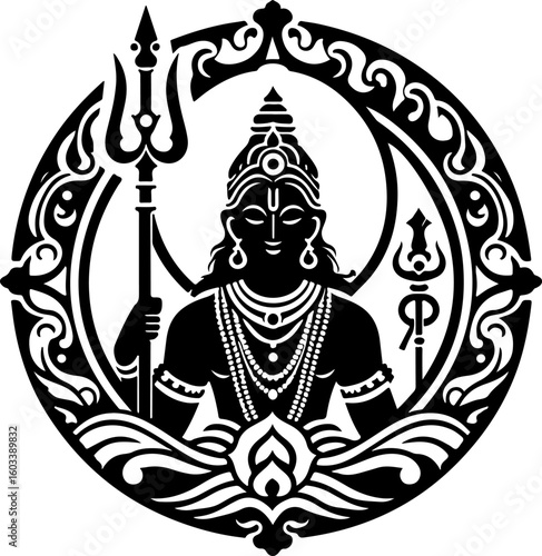 silhouette vector illustration sketch design icon logo symbol god khrisna in hindu religion teachings ethnic classic vintage traditional 1