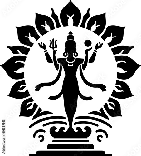 silhouette vector illustration sketch design icon logo symbol god khrisna in hindu religion teachings ethnic classic vintage traditional 
