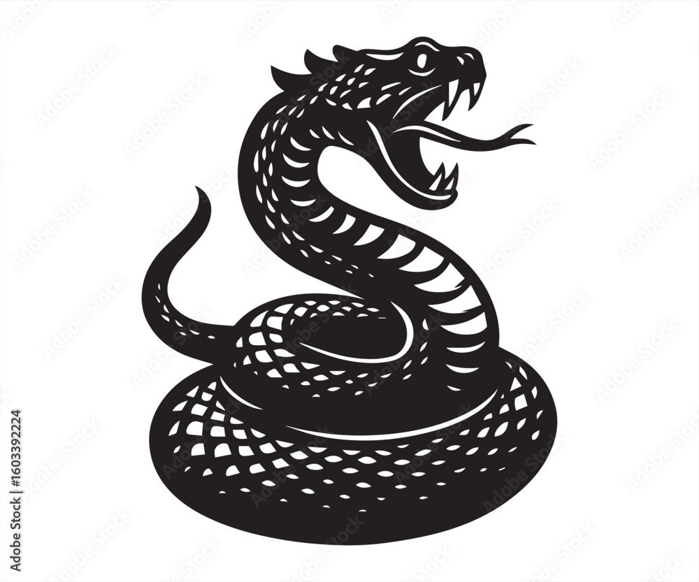 Fototapeta premium Aggressive Snake with Tongue