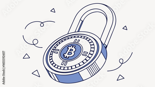 Bitcoin Cryptocurrency Secured by a Padlock Symbolizing Digital Security.