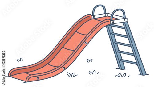 Cartoon Illustration of a Playground Slide with Ladder.