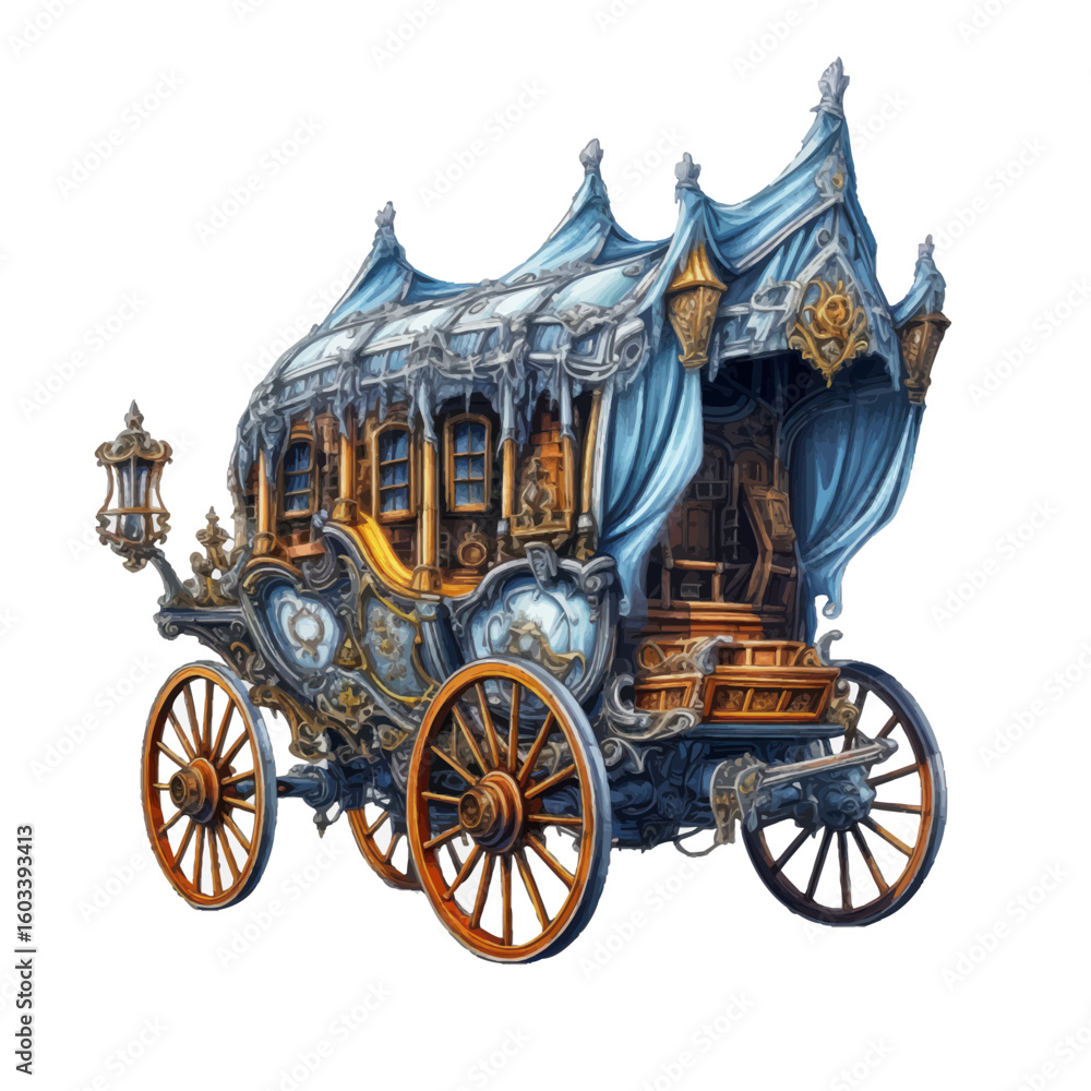 Fototapeta premium horse carriage isolated on white