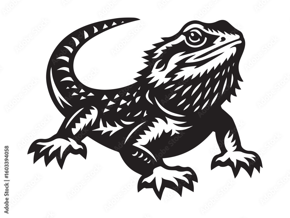 Obraz premium Bearded Dragon Lizard Line Art