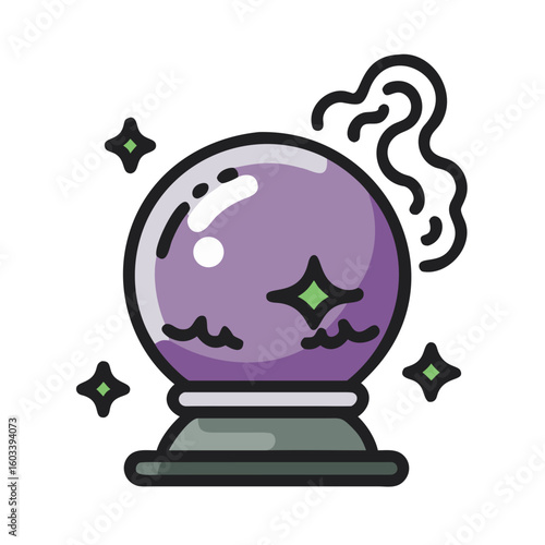 A magical crystal ball with sparkling stars for fortune telling and magic
