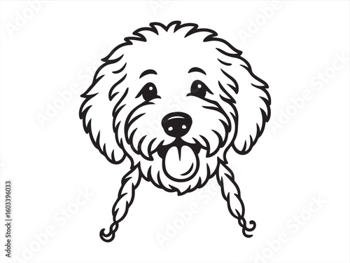 Cartoon Poodle Dog Line Art