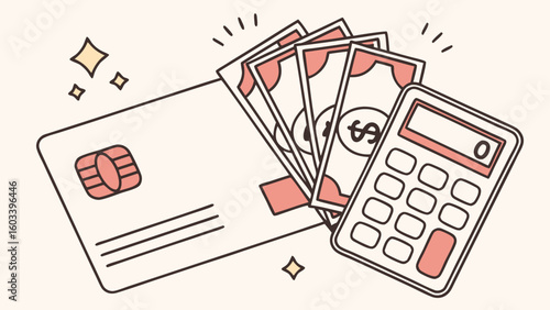 Financial Planning with Credit Card Money and Calculator.