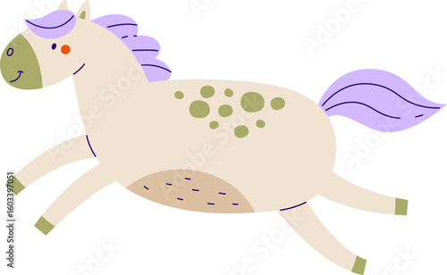 Running Cartoon Horse with Spots