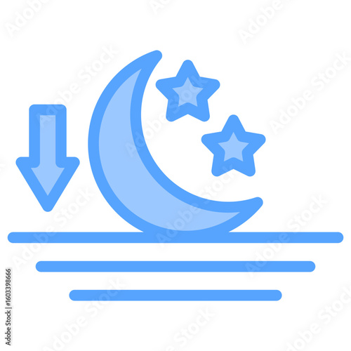 Moon Set Blue Icon