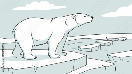 Majestic Polar Bear on Arctic Ice Floes.