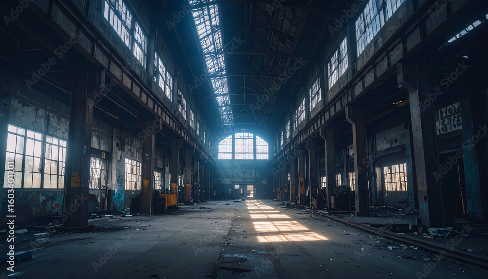 Obraz premium Abandoned Manufacturing Plant with Price Tags . Economy Concept. Generated Image