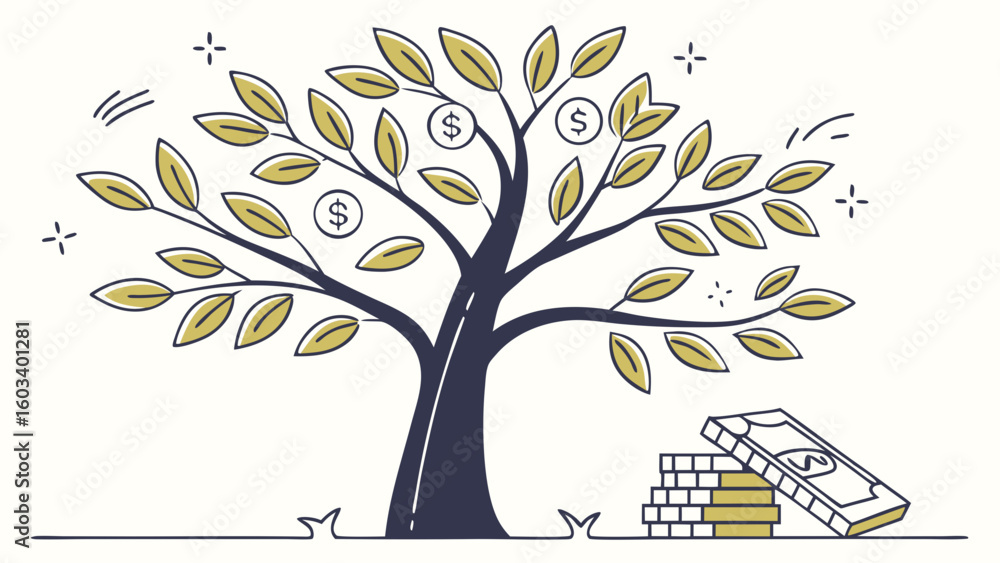 Obraz premium Money Tree with Growing Wealth.
