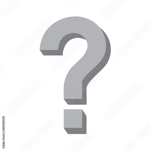 Isolated Question Mark in Gray 3D Illustration for Uncertainty and Inquiry, Communication