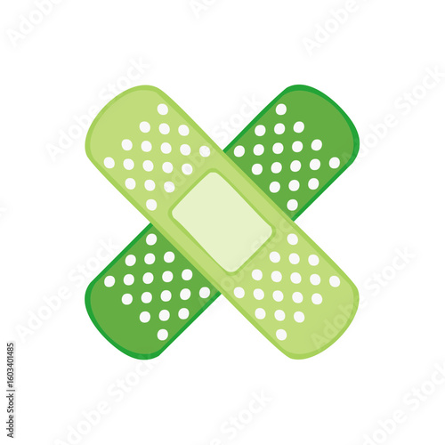 Crossed Green Adhesive Bandages First Aid Treatment Medical Protection