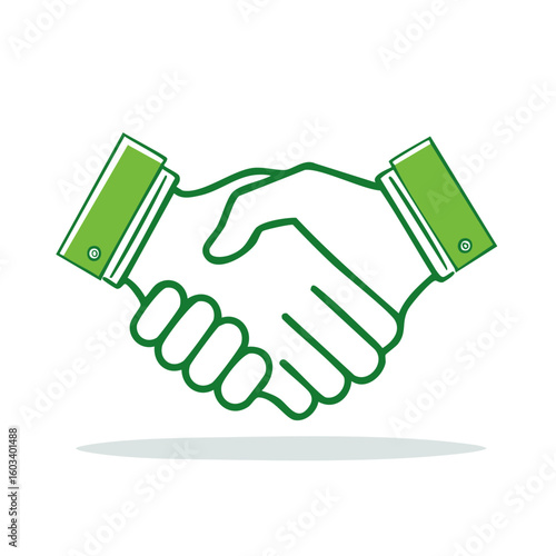 Green Handshake Illustration for Agreement Partnership or Collaboration