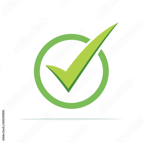 Green Check Mark Inside a Circle Symbol of Approval or Acceptance Confirmation Icon Sign