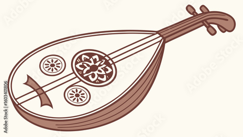 Ornate Illustration of a Traditional Oud.