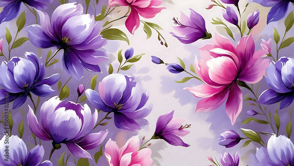 Obraz premium Dreamy Floral Arrangement of Purple and Pink Flowers in Soft Light for Spring and Summer Themes