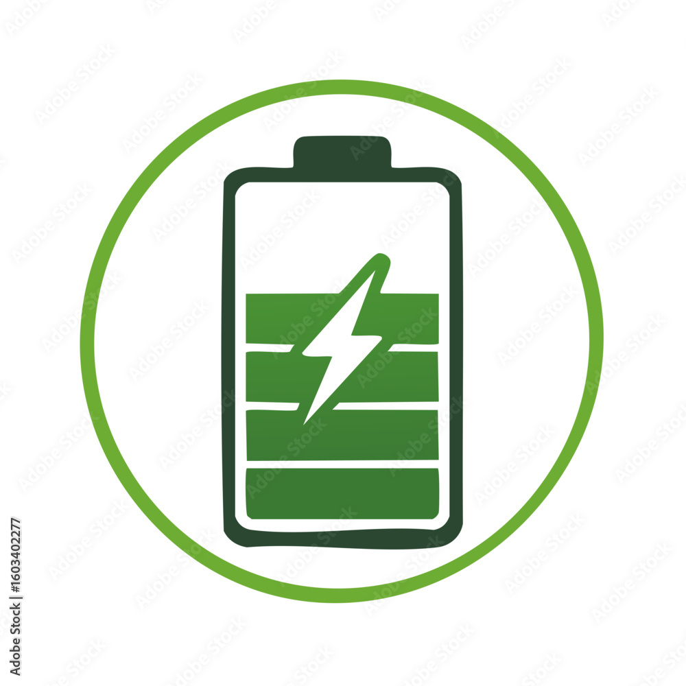 Fototapeta premium Green Battery Charging Circle Eco Friendly Power Source Illustration