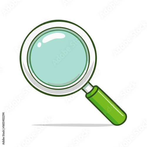 Cartoon Style Magnifying Glass Green Handle Investigation Icon Research Tool