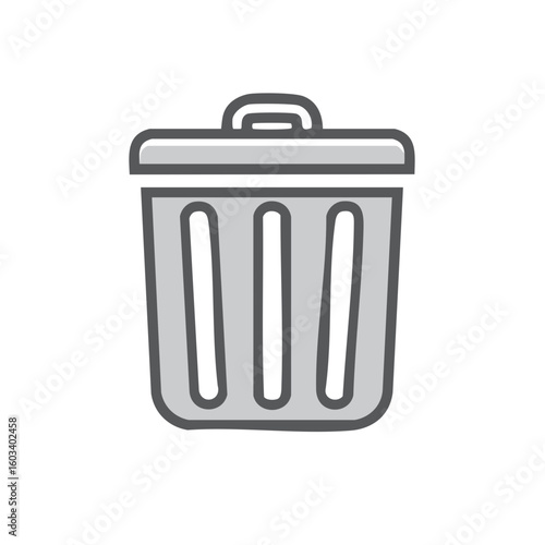 Simple Gray Trash Can Bin Icon Illustration: Waste Management Symbol