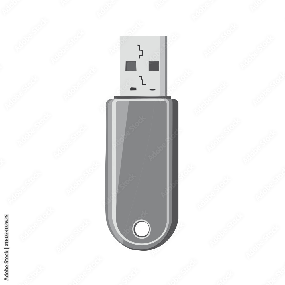 Gray USB Flash Drive Illustration for Digital File Storage and Data Transfer Gray USB Flash Drive Illustration for Digital File Storage and Data Transfer