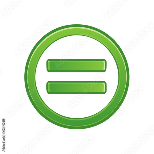 Eco Friendly Green Equals Sign within Circular Icon for Equality Concept.