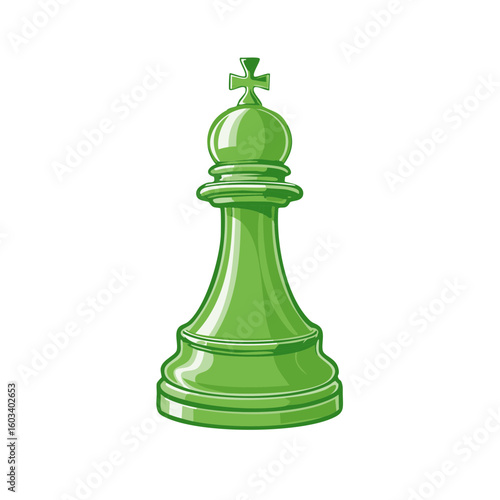 Isolated Green Chess Bishop Piece Artistic Design Illustration