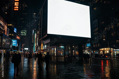 Blank White Billboard Mockup in Times Square, New York City