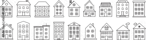 Bilde på lerret diverse residential house and building types modern villas, classic homes, apart