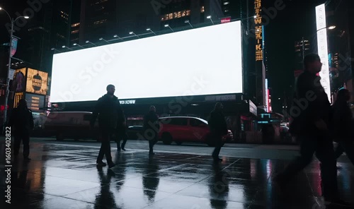 Blank White Billboard Mockup in Times Square, New York City