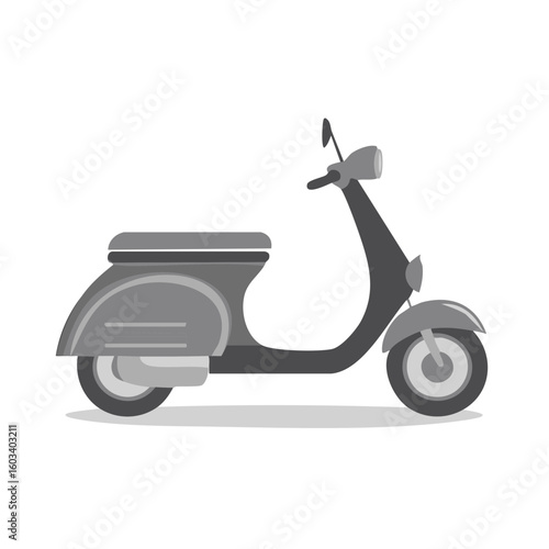 Stylish Gray Scooter Illustration Classic Design Vehicle Transport Ride