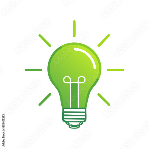 Green light bulb symbol, concept for environmental, eco-friendly energy, ideas