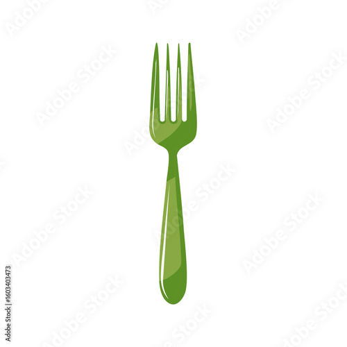 Whimsical Illustration of a Green Fork for Eating and Preparing Food
