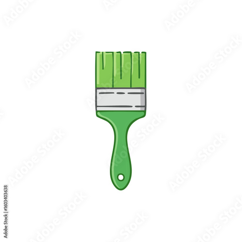 Single paint brush illustration. Painting, drawing, decoration, home repair tool and creative hobby concept in cartoon style.