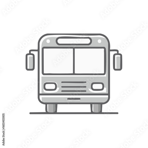 Front View Bus Illustration: Public Transportation, Vehicle Outline, City Bus, Cartoon Style