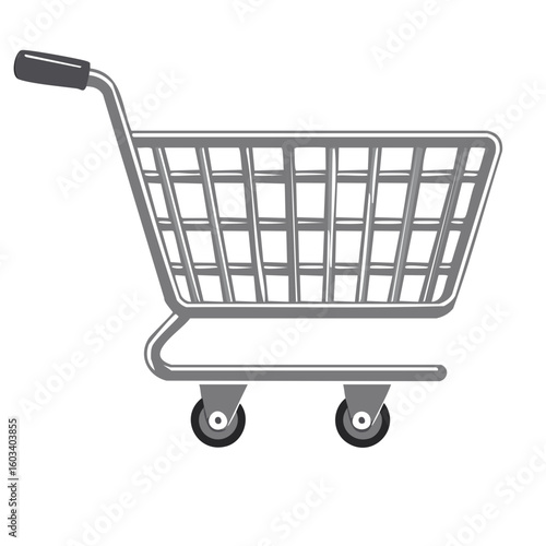 Shopping Cart Vector Illustration for Retail Consumerism and Ecommerce Theme. Market Trolley with Mesh Design for Grocery Purchases
