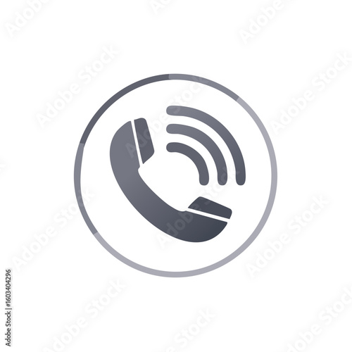 Phone handset with signal waves in a circle for communication services, contact, or mobile connection