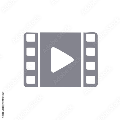 Film Strip with Play Button Gray Icon Vector Illustration for Media and Cinema