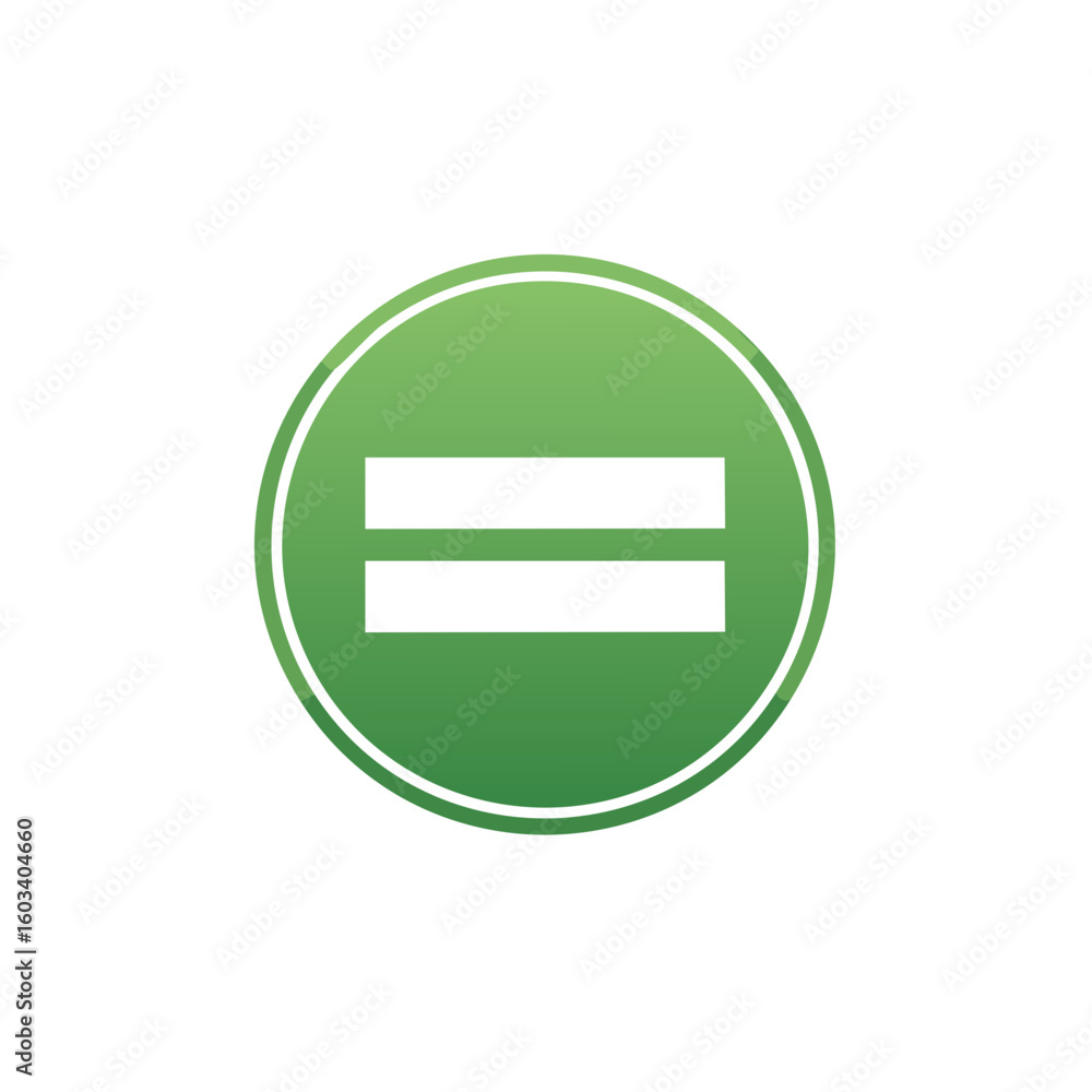 Vibrant green circle symbol with equals sign representing equality and balance Vibrant green circle symbol with equals sign representing equality and balance