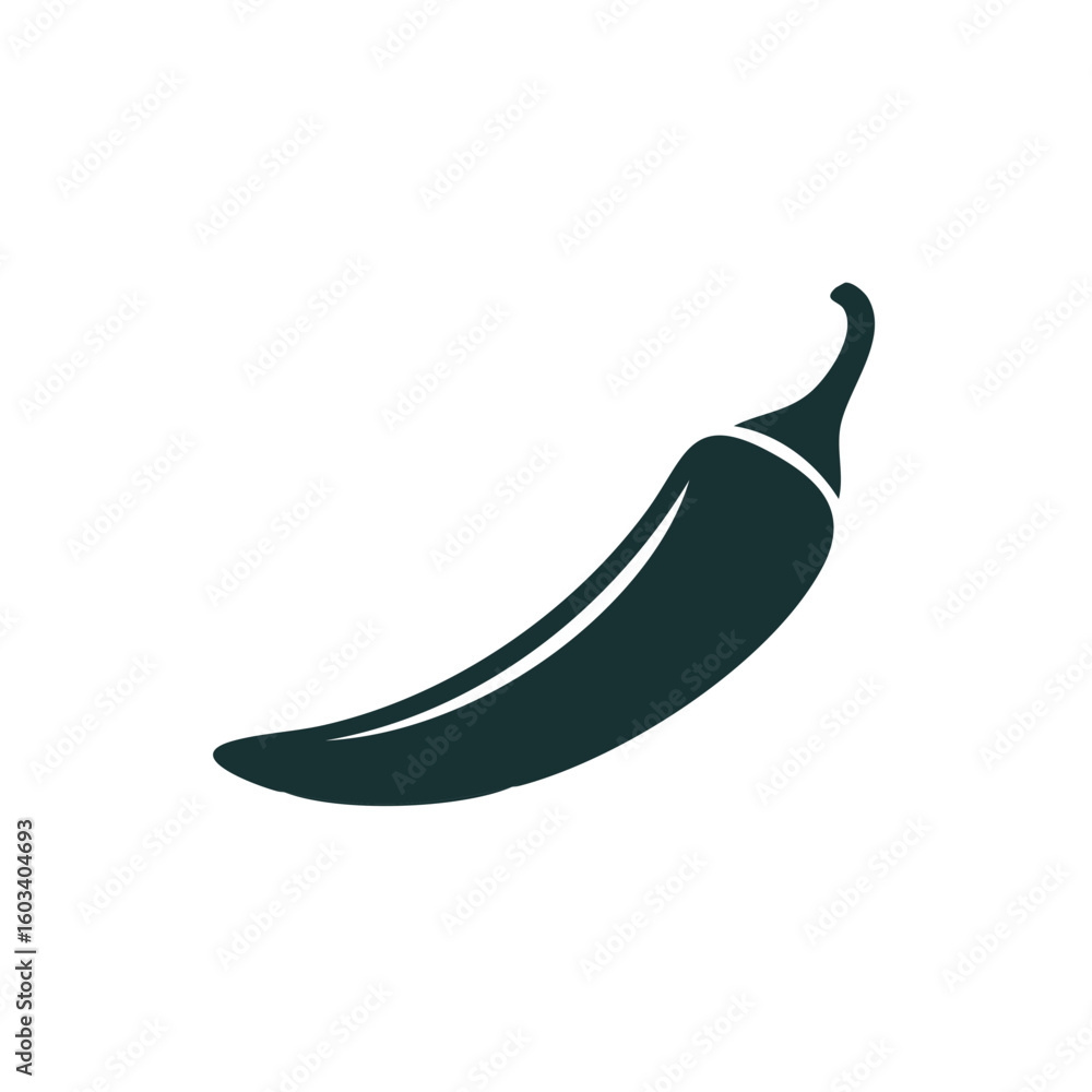 Stylized graphic of a dark green chili pepper on white backdrop adds spice to visual designs Stylized graphic of a dark green chili pepper on white backdrop adds spice to visual designs