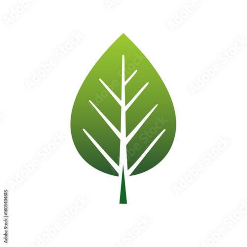Isolated lush green leaf with veins illustration promoting nature preservation and environmental awareness symbolizing sustainable growth