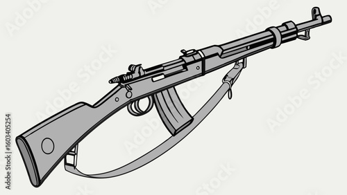 grey rifle with strap, side view clip art preview
