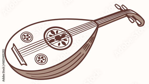 Stylized Illustration of a Traditional Middle Eastern Oud.