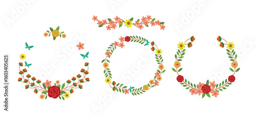 Wallpaper Mural Floral Badge Collection on White Background Torontodigital.ca