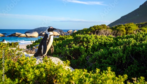 African penguin on a rocky beach