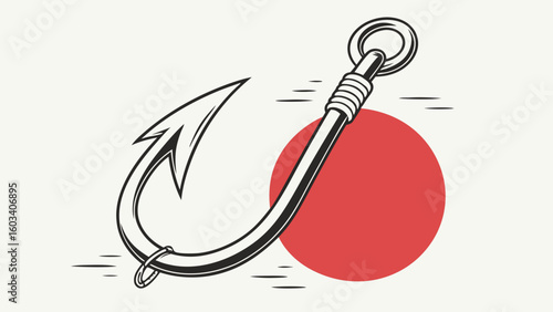 Vintage Style Fishing Hook Design.