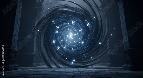 Fantasy portal vortex rune magic dark mystery gate way mystical entrance ancient spell power light swirl